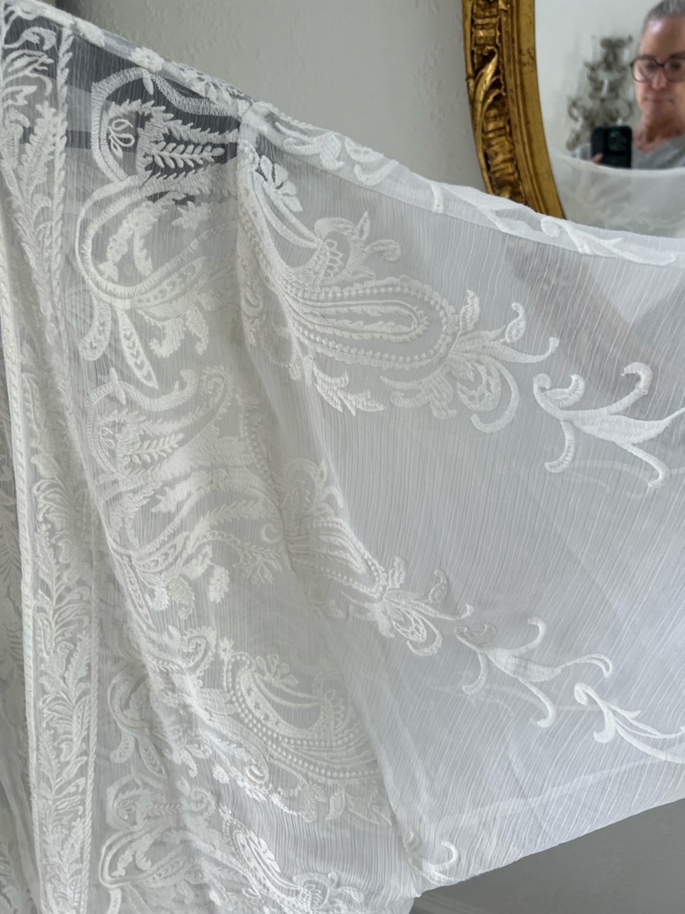 White Lace Open-Front Women's Kimono Blouse - Picture 8 of 9